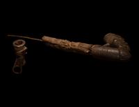 Two African Wood Smoking Pipes