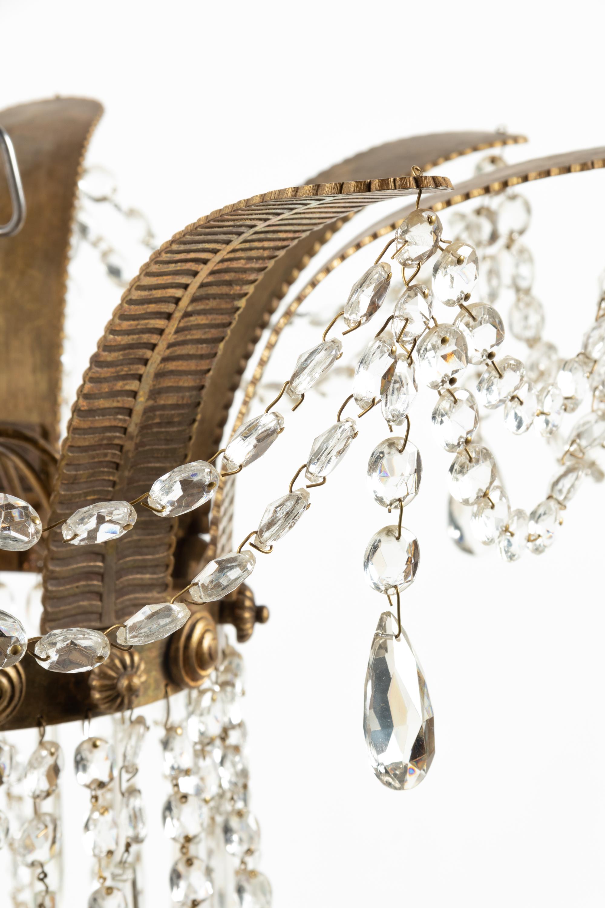 A Russian Gilt Bronze, Cobalt Blue and Clear Glass Chandelier