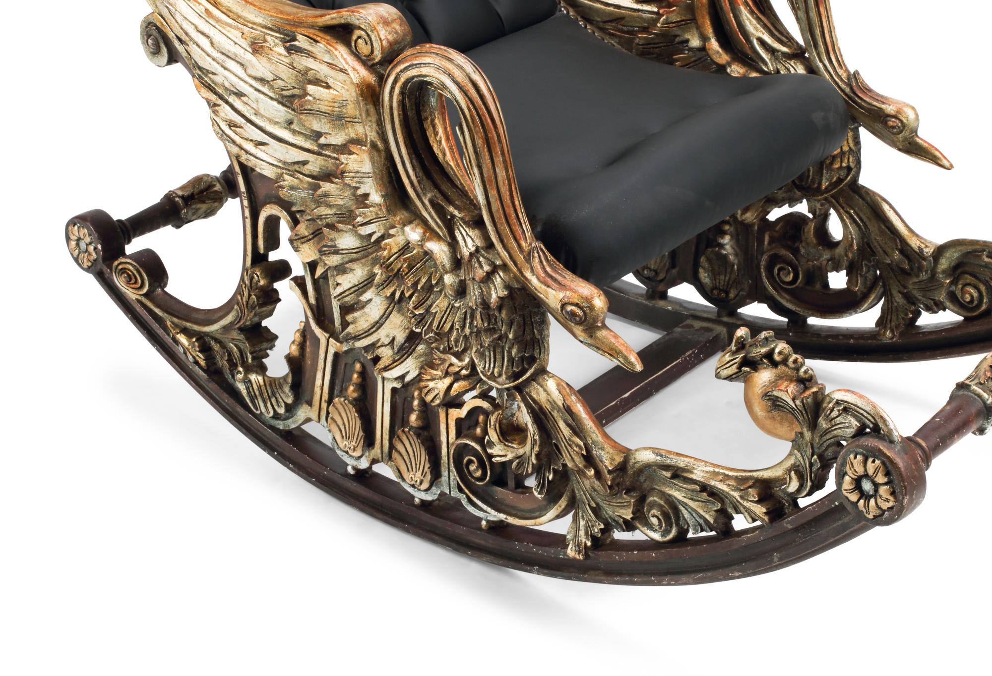 An Italian "Grotto" Style Carved Giltwood Rocking Chair