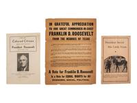 [ROOSEVELT, Franklin D. (1882-1945)]. A group of 4 items related to Roosevelt's campaign and the support of African American Democratic voters.