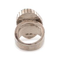 Tufa Cast Silver Ring, with Morenci Turquoise Cabochon