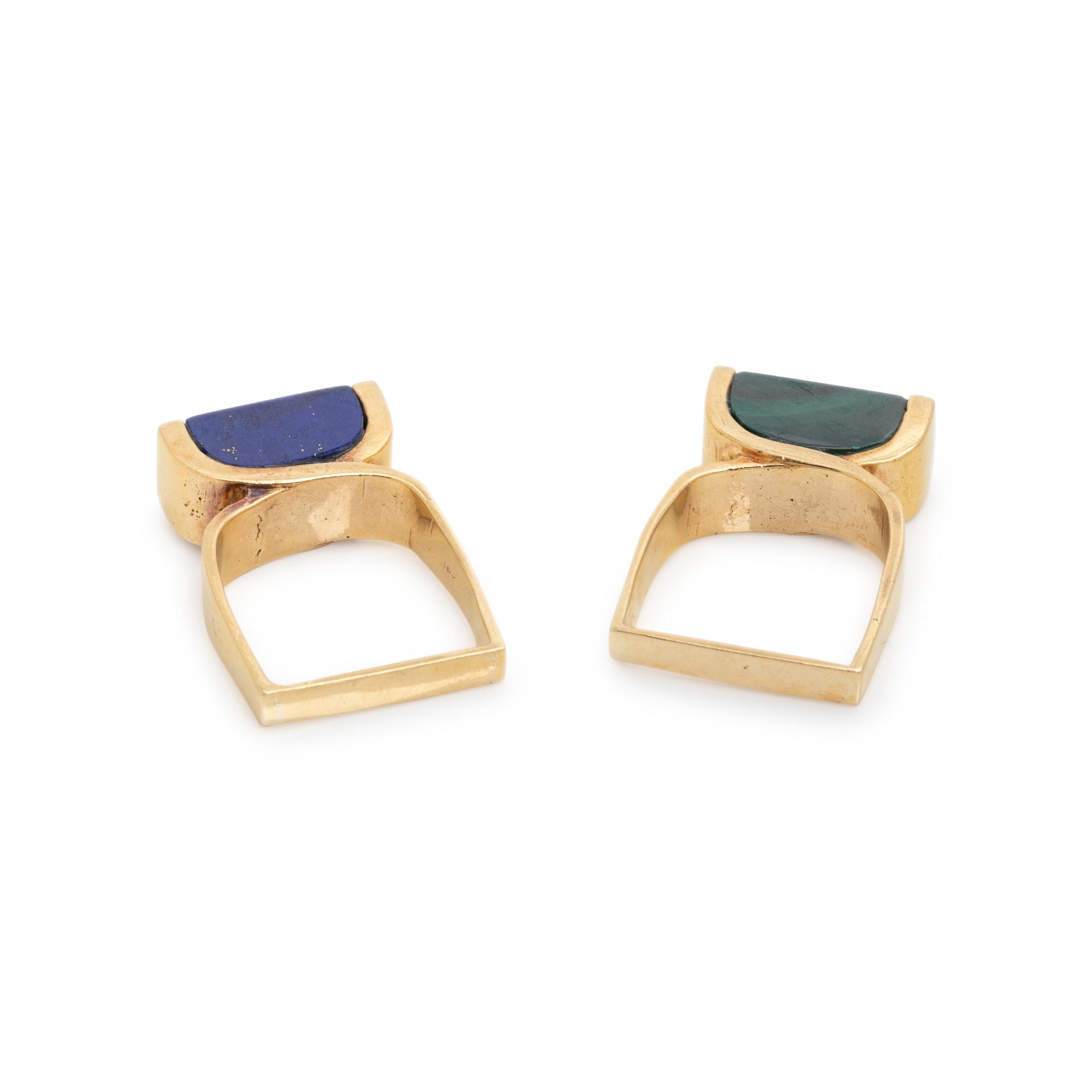 TWO MODERNIST GEMSTONE RINGS