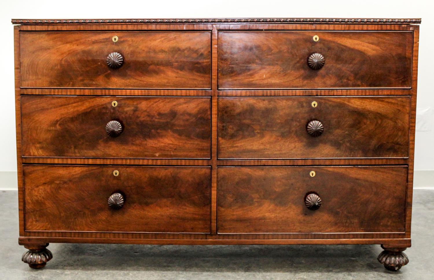 An American Mahogany Chest of Drawers Height 41 1/2 x width 66 x depth 20 inches. — 19TH/20TH CENTURY