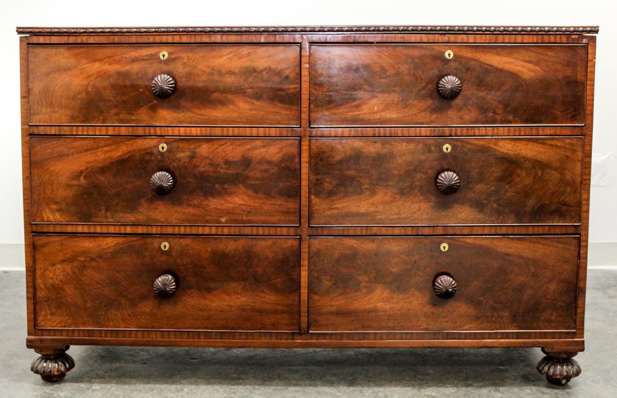 An American Mahogany Chest of Drawers Height 41 1/2 x width 66 x depth 20 inches. — 19TH/20TH CENTURY