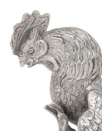 A Pair of Continental Silver Cockerels