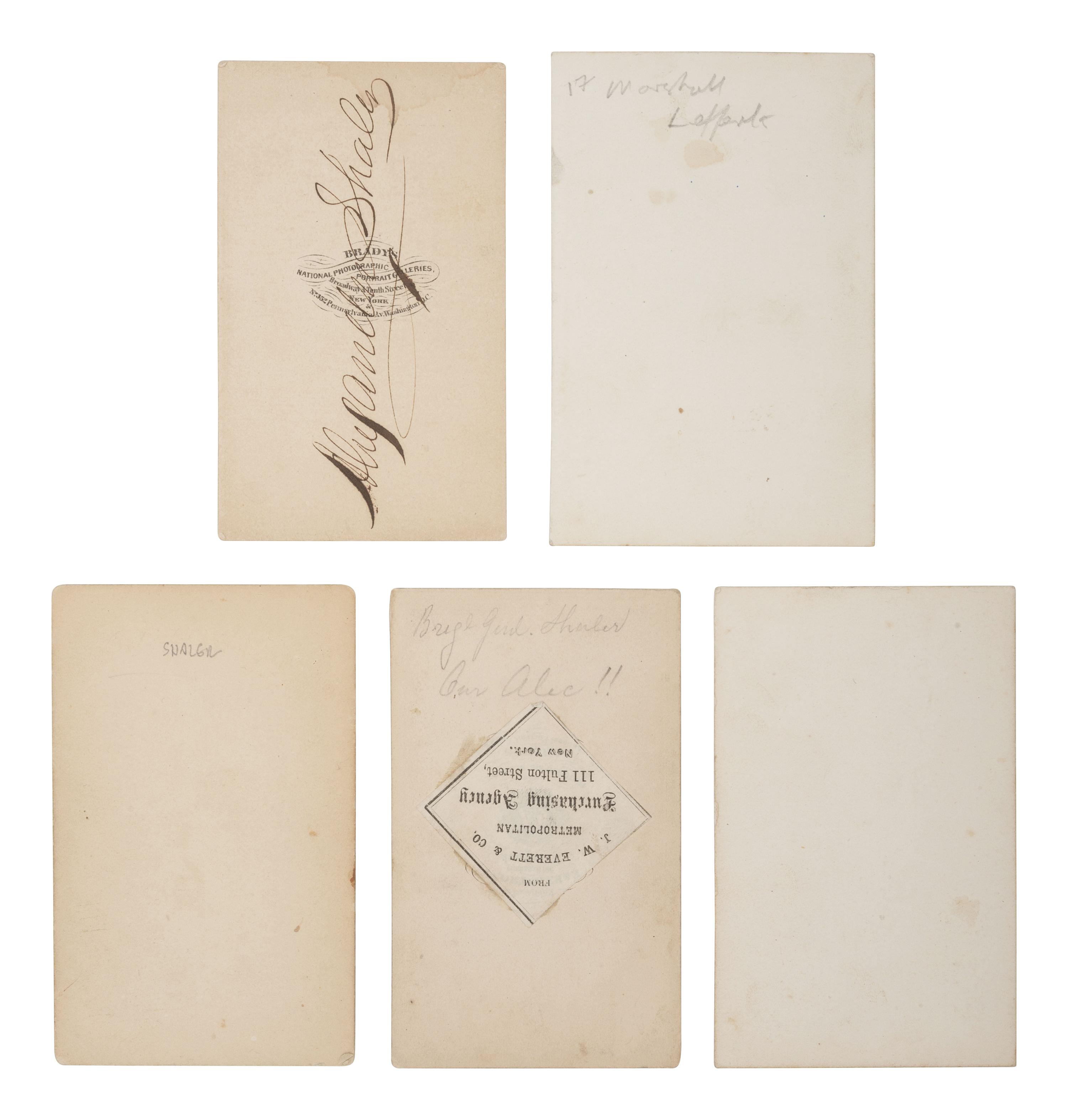 [CIVIL WAR]. A group of 5 CDVs of MOH recipient, Alexander Shaler, 7th NY State Militia and 65th NY Infantry, incl. signed image.
