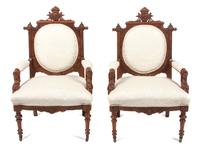 A Victorian Burlwood Parlor Suite Width of first 63 inches. — 19TH CENTURY, ATTRIBUTED TO JOHN JELLIFF