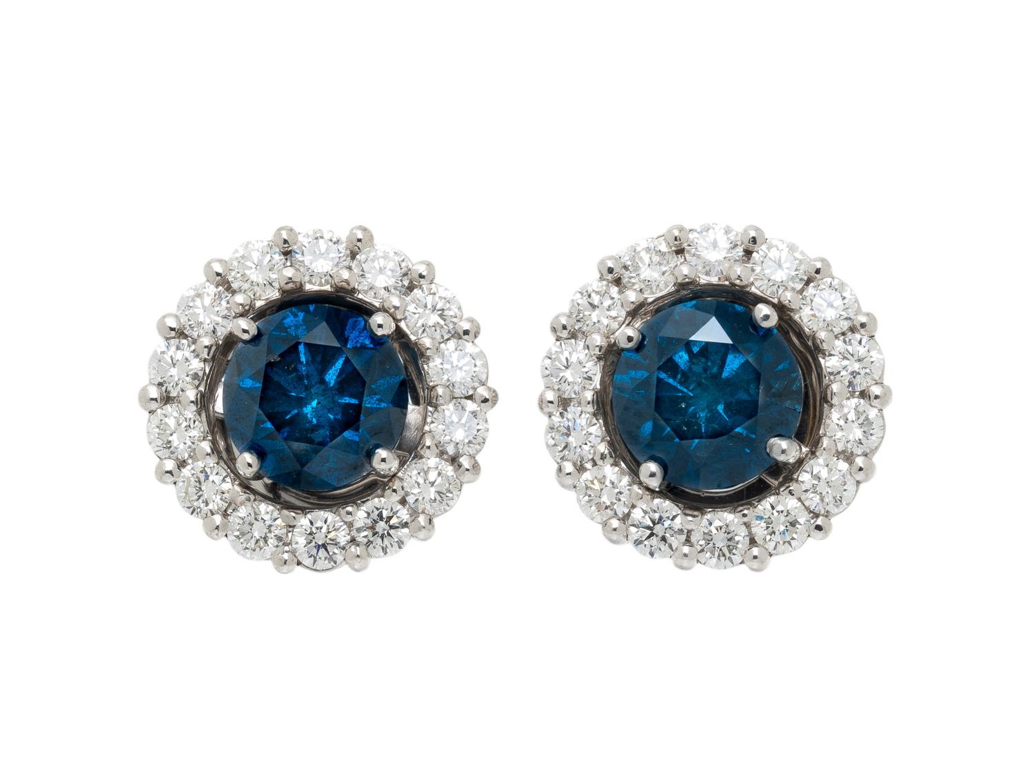 TREATED BLUE DIAMOND EARRINGS WITH DIAMOND JACKETS