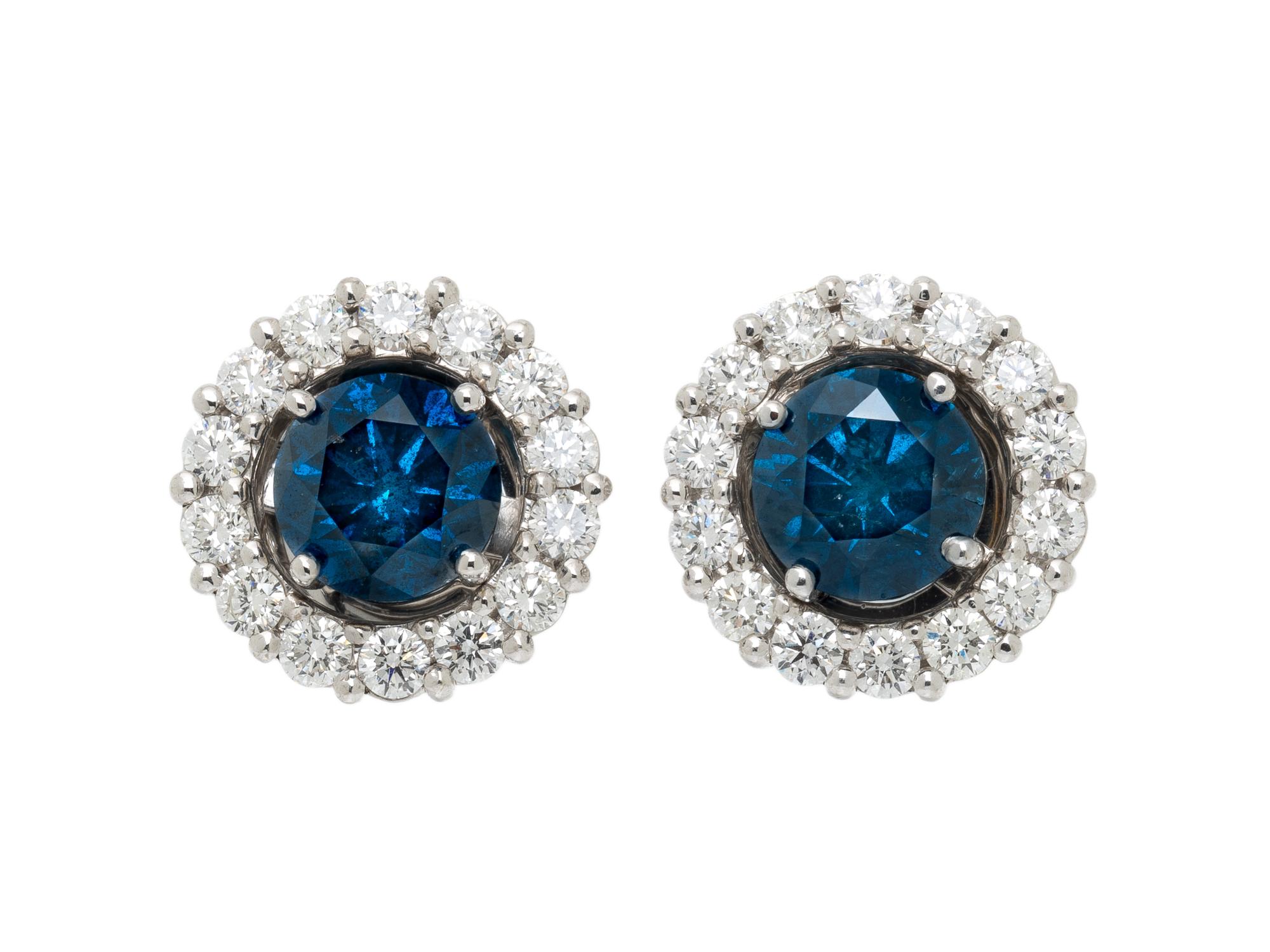TREATED BLUE DIAMOND EARRINGS WITH DIAMOND JACKETS