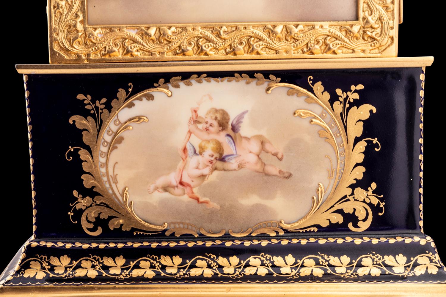 A Royal Vienna Porcelain Mounted Gilt Bronze Clock, Couaillet