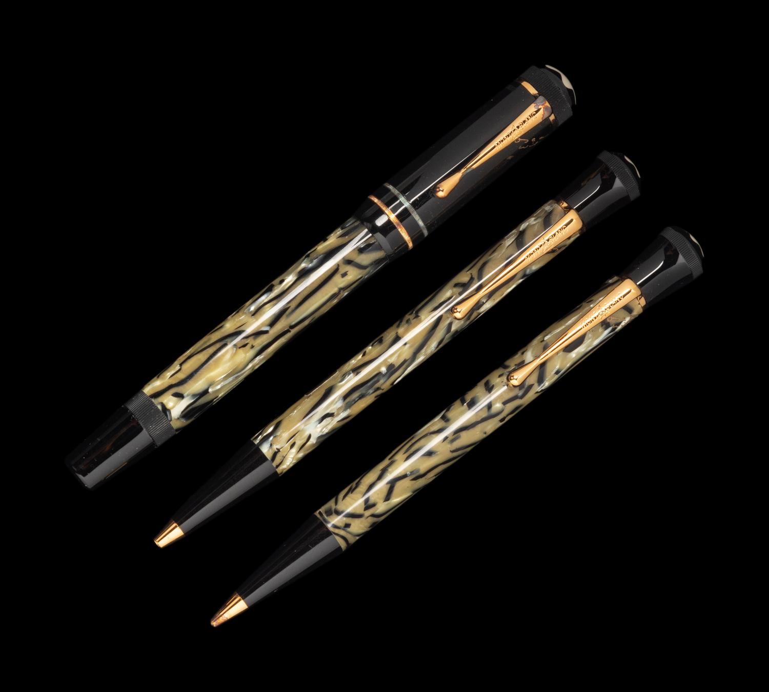 A Montblanc Limited Edition Oscar Wilde Fountain Pen, Rollerball Pen and Mechanical Pencil Set