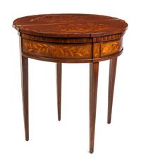 A Dutch Marquetry Flip-Top Table Height 30 1/2 x width 28 1/2 x depth 14 1/4 inches. — 19TH CENTURY