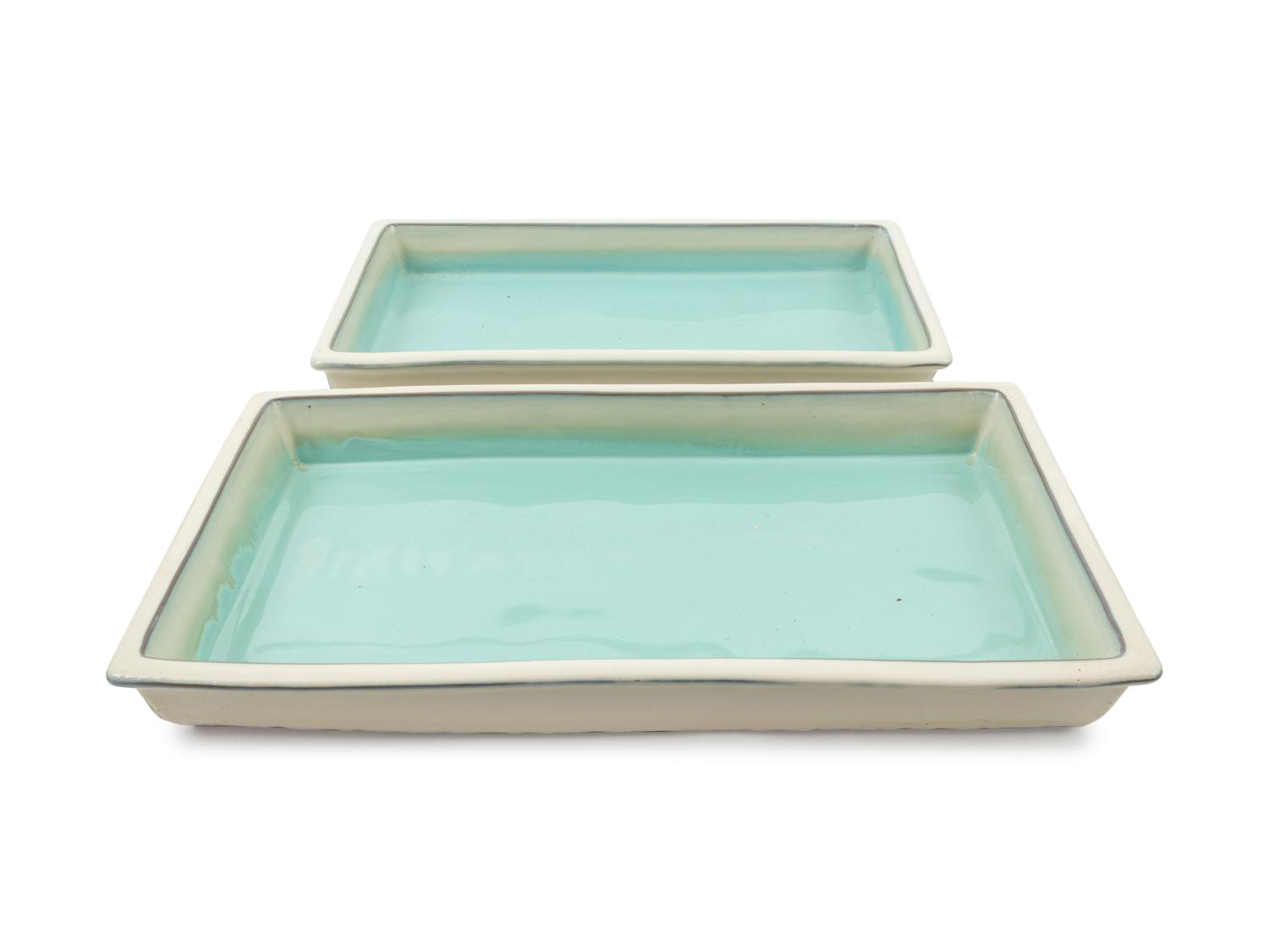 A Set of Japanese Celadon Graduated Ikebana Trays — 20TH CENTURY