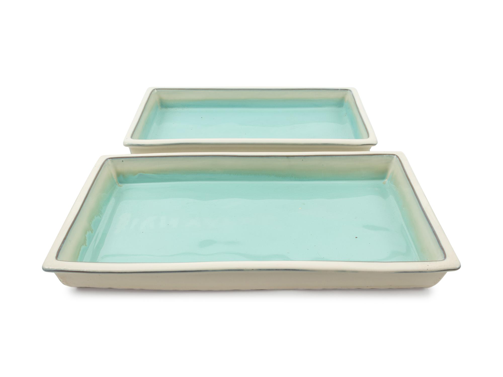 A Set of Japanese Celadon Graduated Ikebana Trays — 20TH CENTURY