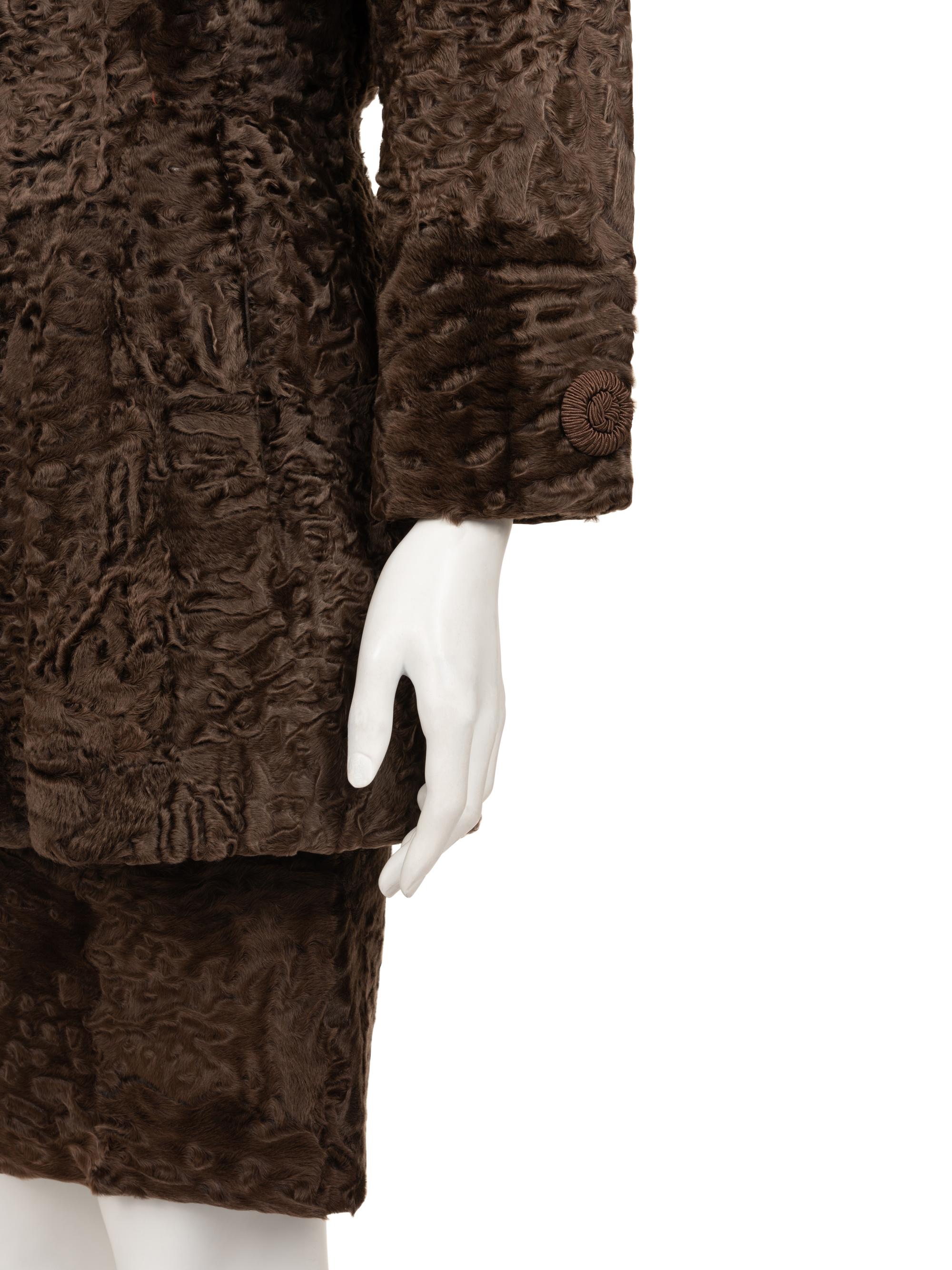 Galanos Lamb Fur Skirt Ensemble, 1980s