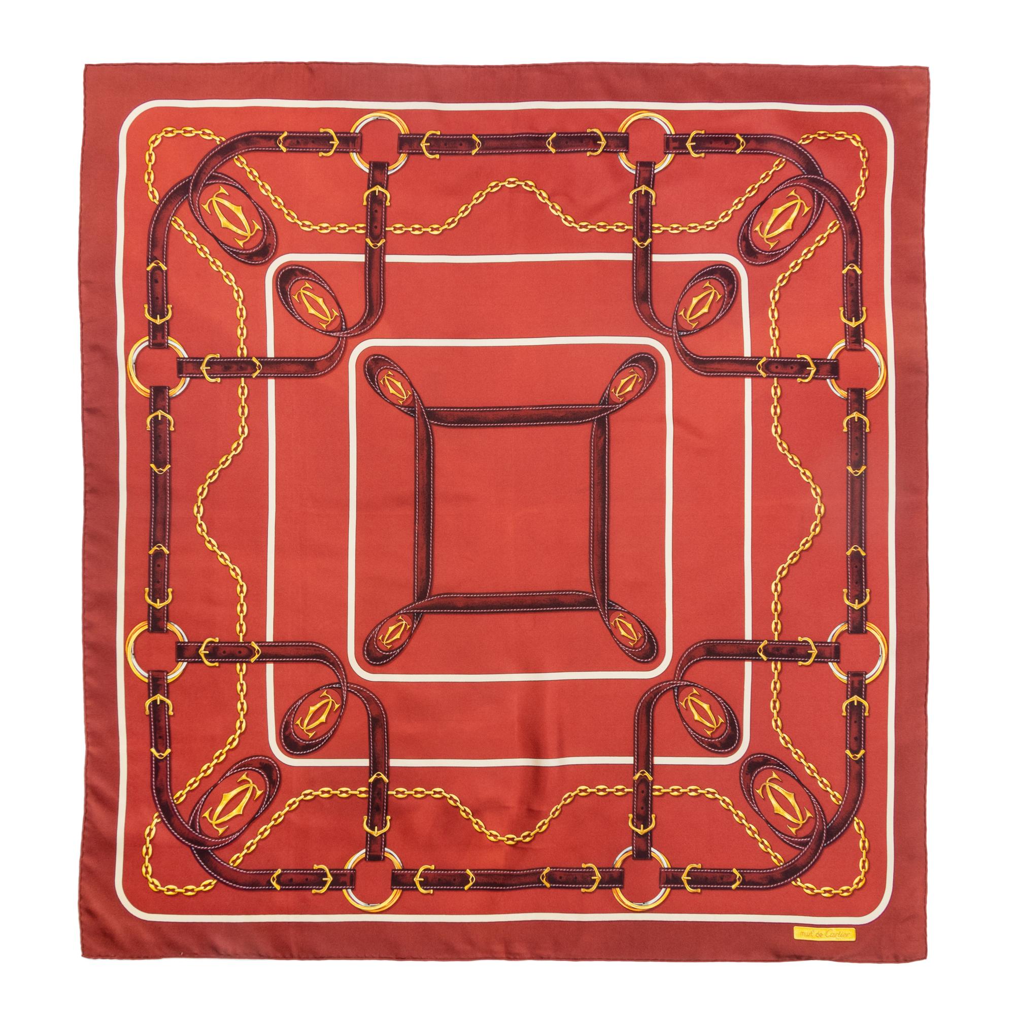 Seven Designer Scarves: Two Gucci, One Jean Paul Gaultier, Two Must de Cartier, One Hermès, One Christian Dior