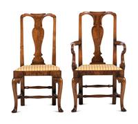 A Set of Queen Anne Style Walnut Chairs