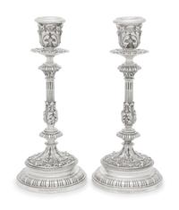 A Pair of Buccellati Silver Candlesticks