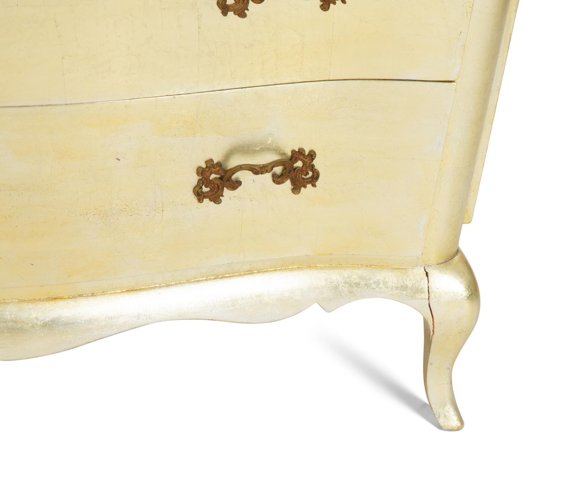 A Louis XV Style Gilt Metal-Mounted Silvered Secretaire Commode