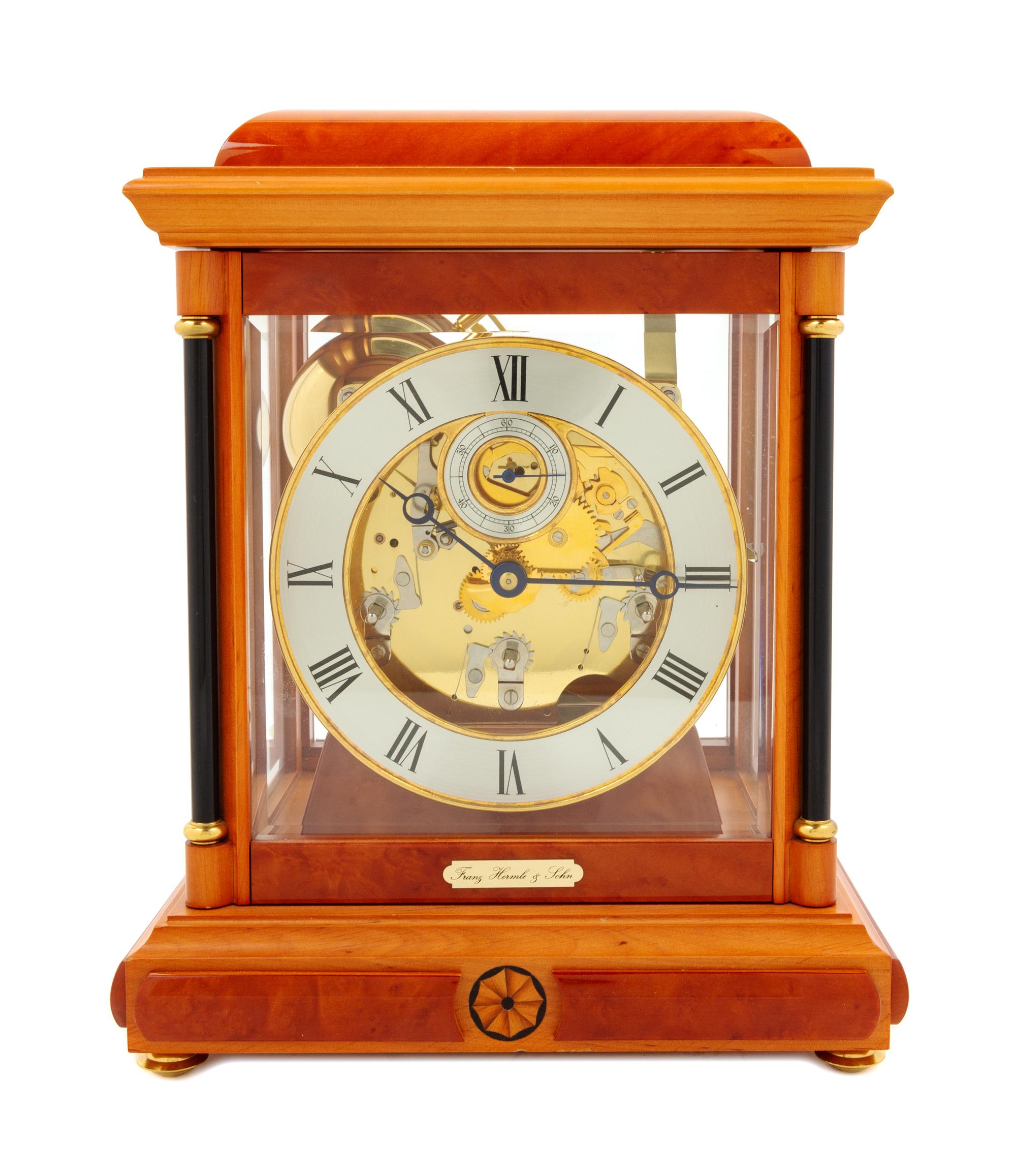 A German Burlwood and Marquetry Mantel Clock