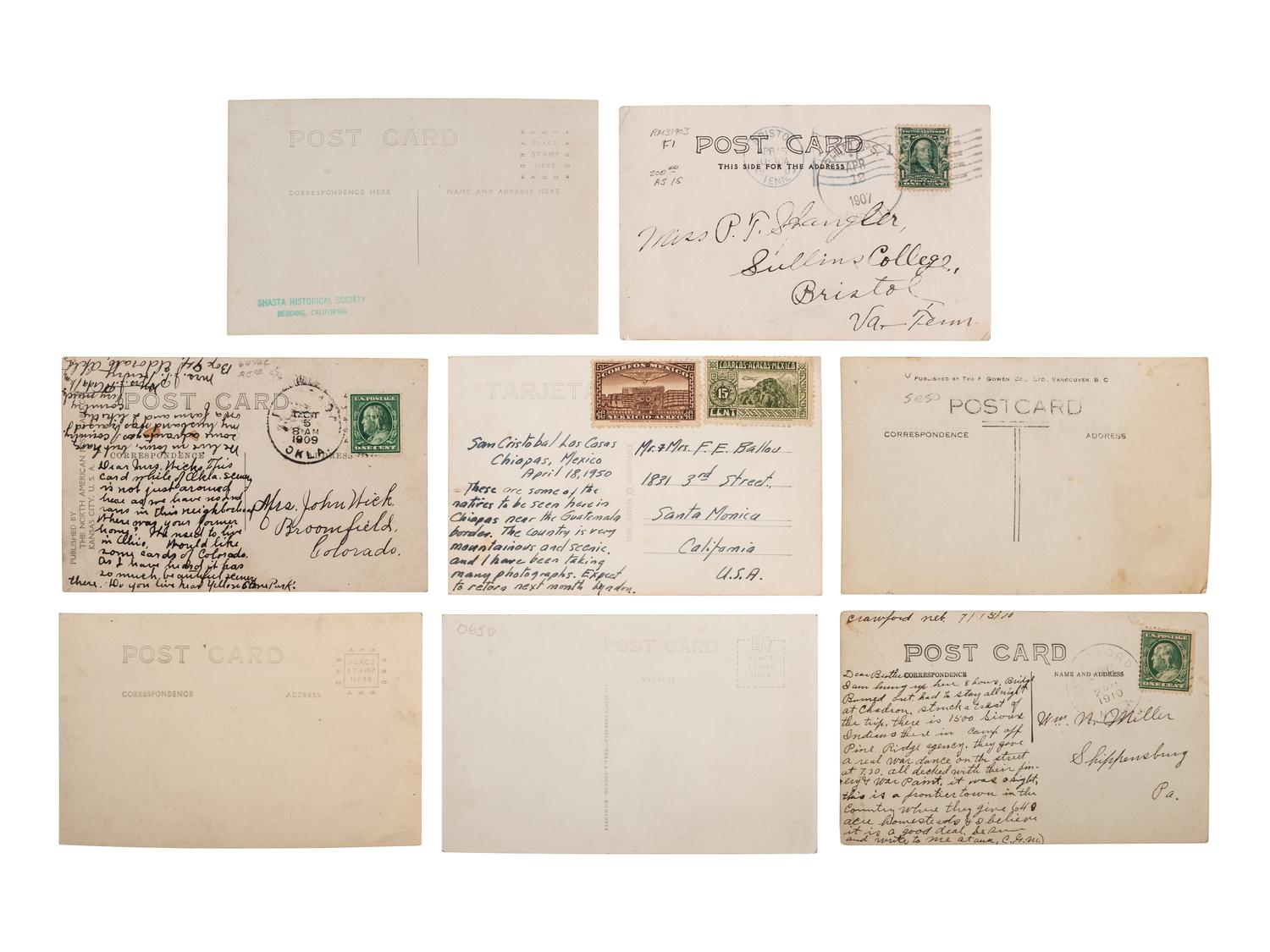 [NATIVE AMERICANS]. A group of 22 real photo postcards with Native American subjects, including: