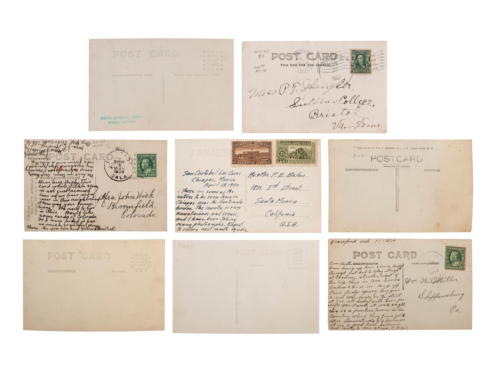[NATIVE AMERICANS]. A group of 22 real photo postcards with Native American subjects, including: