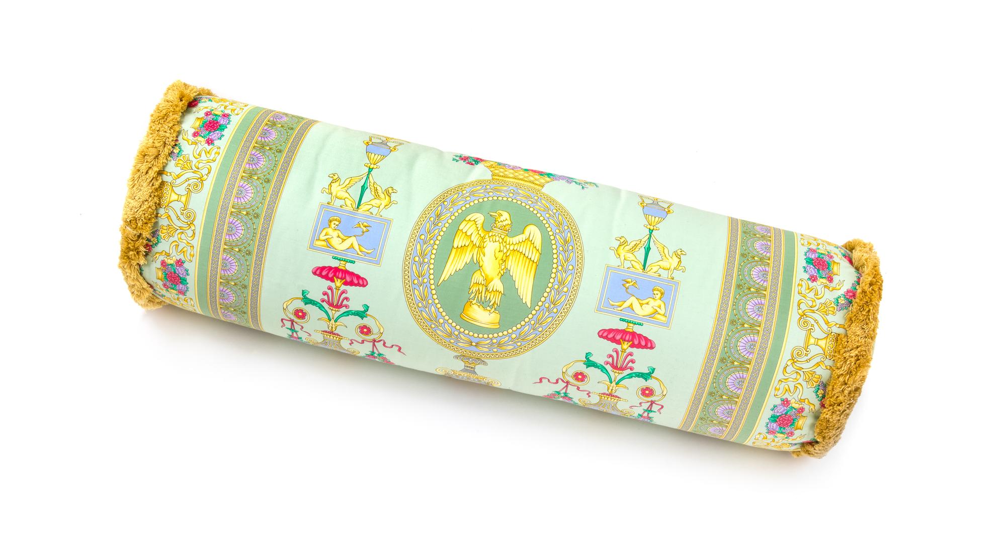 A Gianni Versace Silk Bolster Pillow, Length: 30"; Diameter: 10".