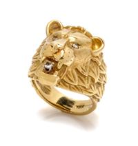 A 14 Karat Yellow Gold and Diamond Lion Motif Ring, Maurice Katz, 13.30 dwts.