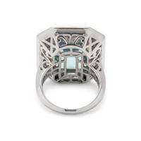 BLUE TOPAZ AND ONYX RING