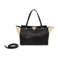 Valentino, Black & White Medium Rockstud Tote