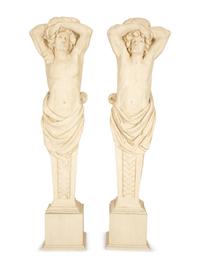 A Monumental Pair of Cast Resin Greek Sentries — 20th Century