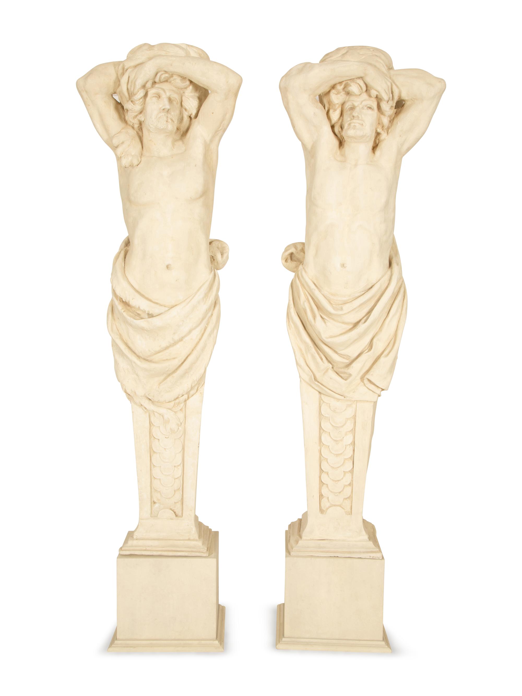 A Monumental Pair of Cast Resin Greek Sentries — 20th Century