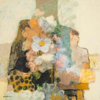 Couple with Bouquet of Flowers