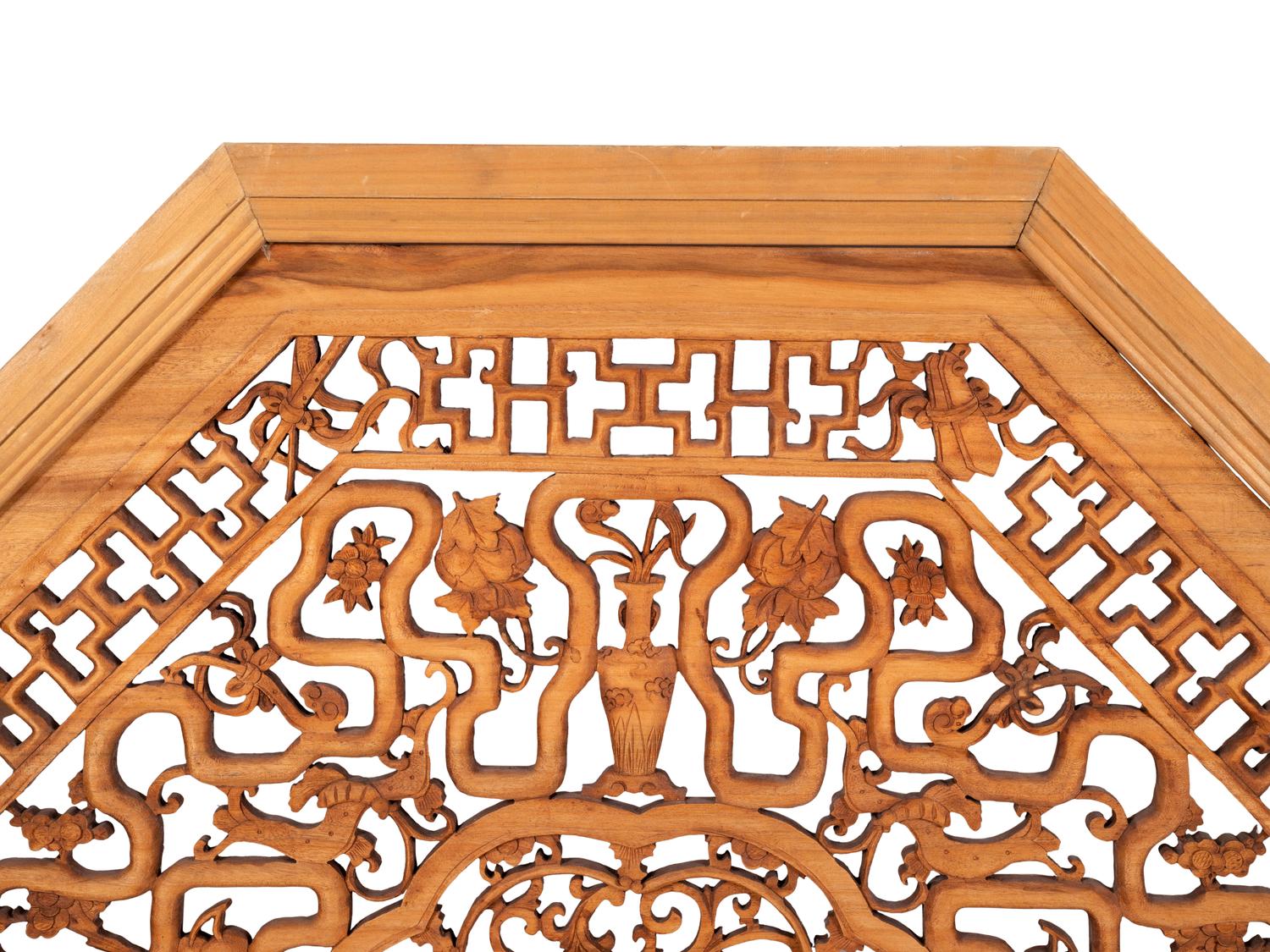 A Chinese Pierce Carved Hardwood Panel
