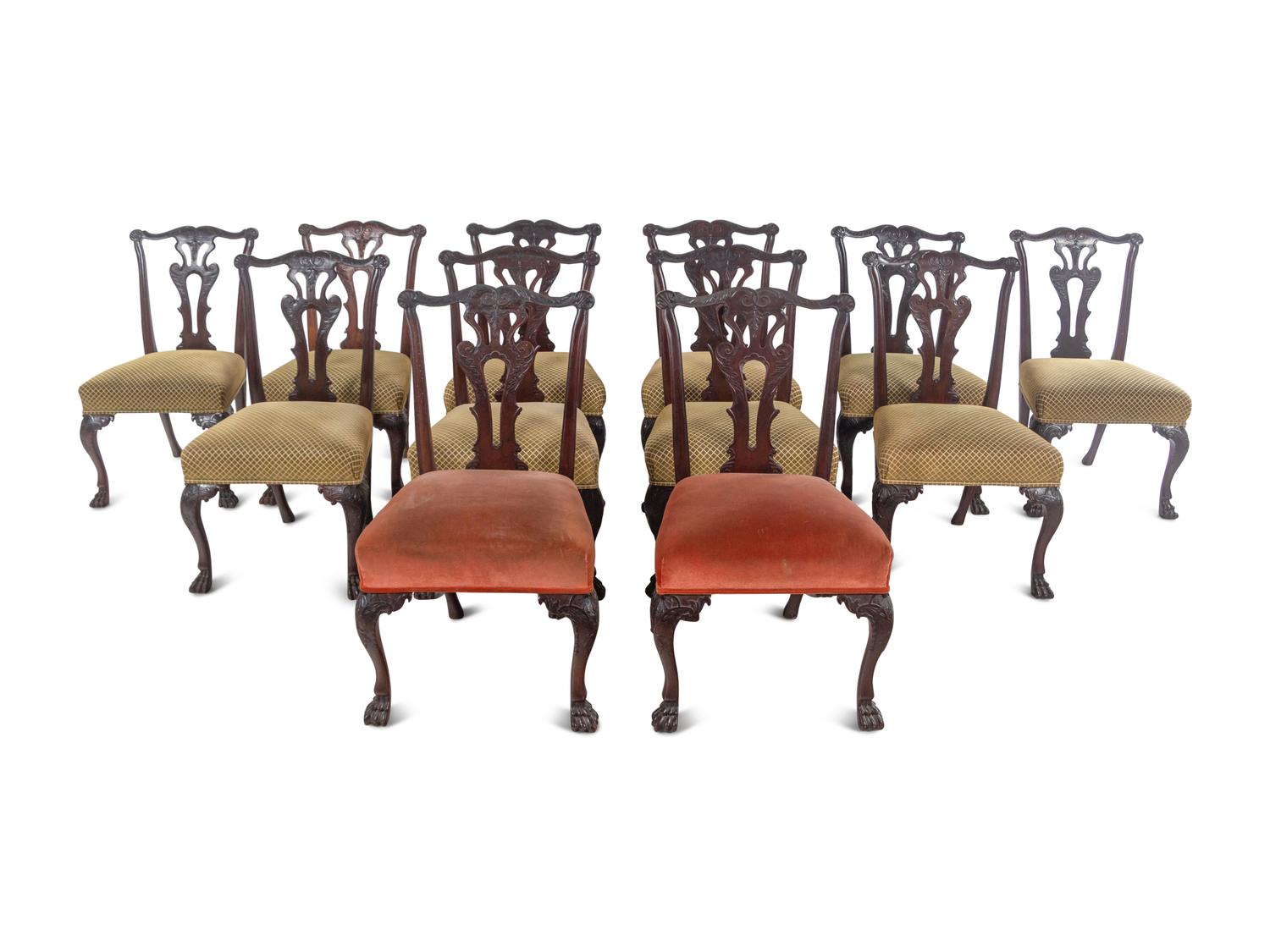 A Set of Twelve George II Style Mahogany Dining Chairs