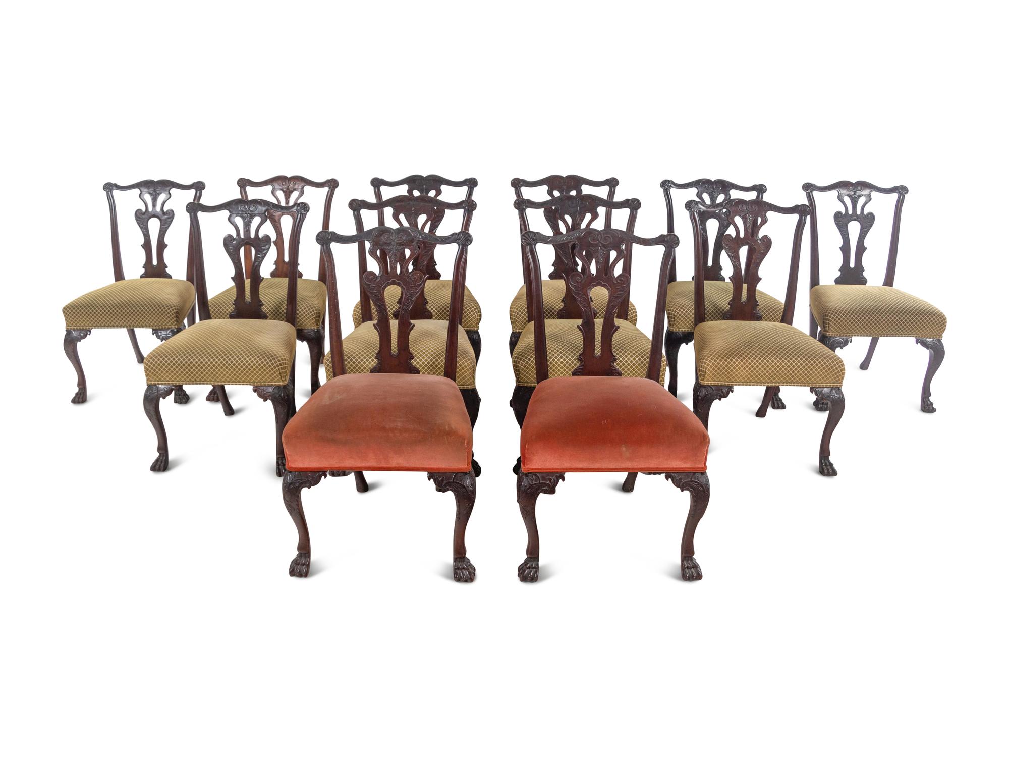 A Set of Twelve George II Style Mahogany Dining Chairs