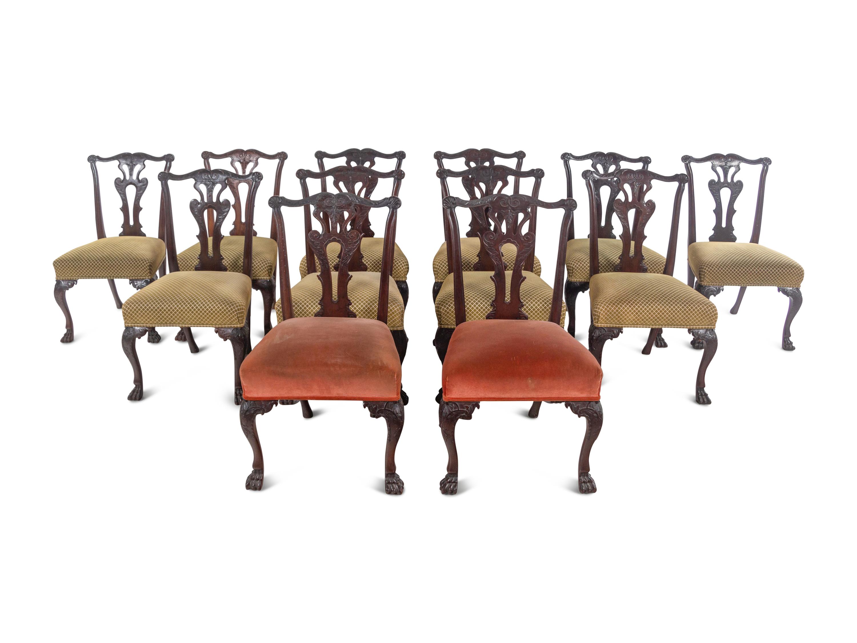 A Set of Twelve George II Style Mahogany Dining Chairs