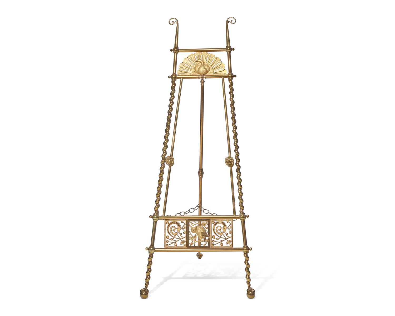 An Aesthetic Movement Brass Easel, American, Circa 1880