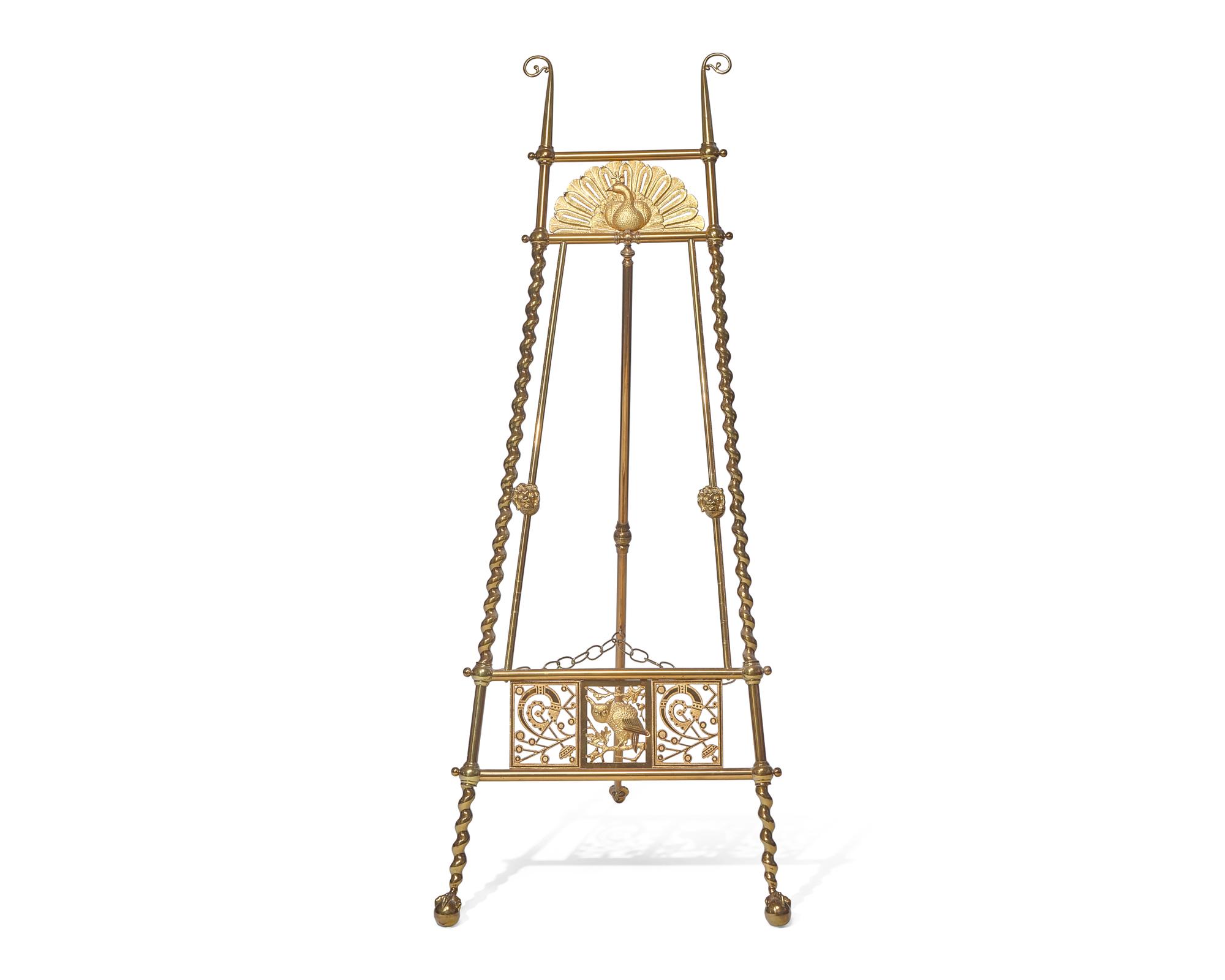 An Aesthetic Movement Brass Easel, American, Circa 1880