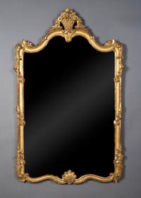 A French Giltwood Mirror, Height 48 1/2 x width 30 inches.