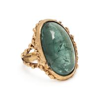 YELLOW GOLD AND GREEN TOURMALINE RING