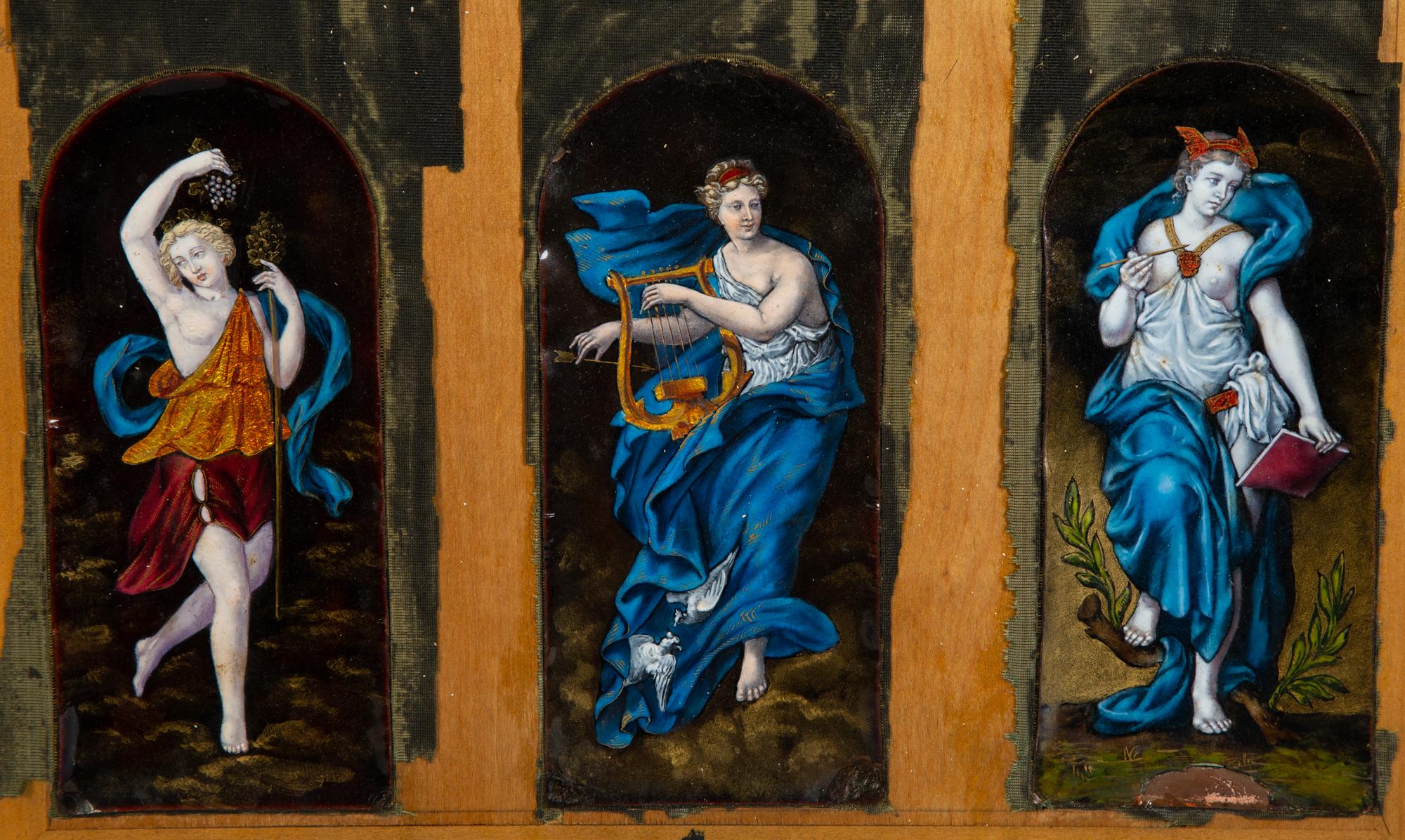 Six Mounted Limoges Enamel Panels Depicting Greek Deities — 19TH CENTURY