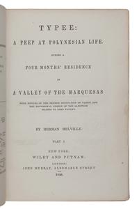 MELVILLE, Herman (1819-1891). Typee: a Peep at Polynesian Life. During a Four Months' Residence in a Valley of the Marquesas . New York: Wiley and Putnam, 1846.