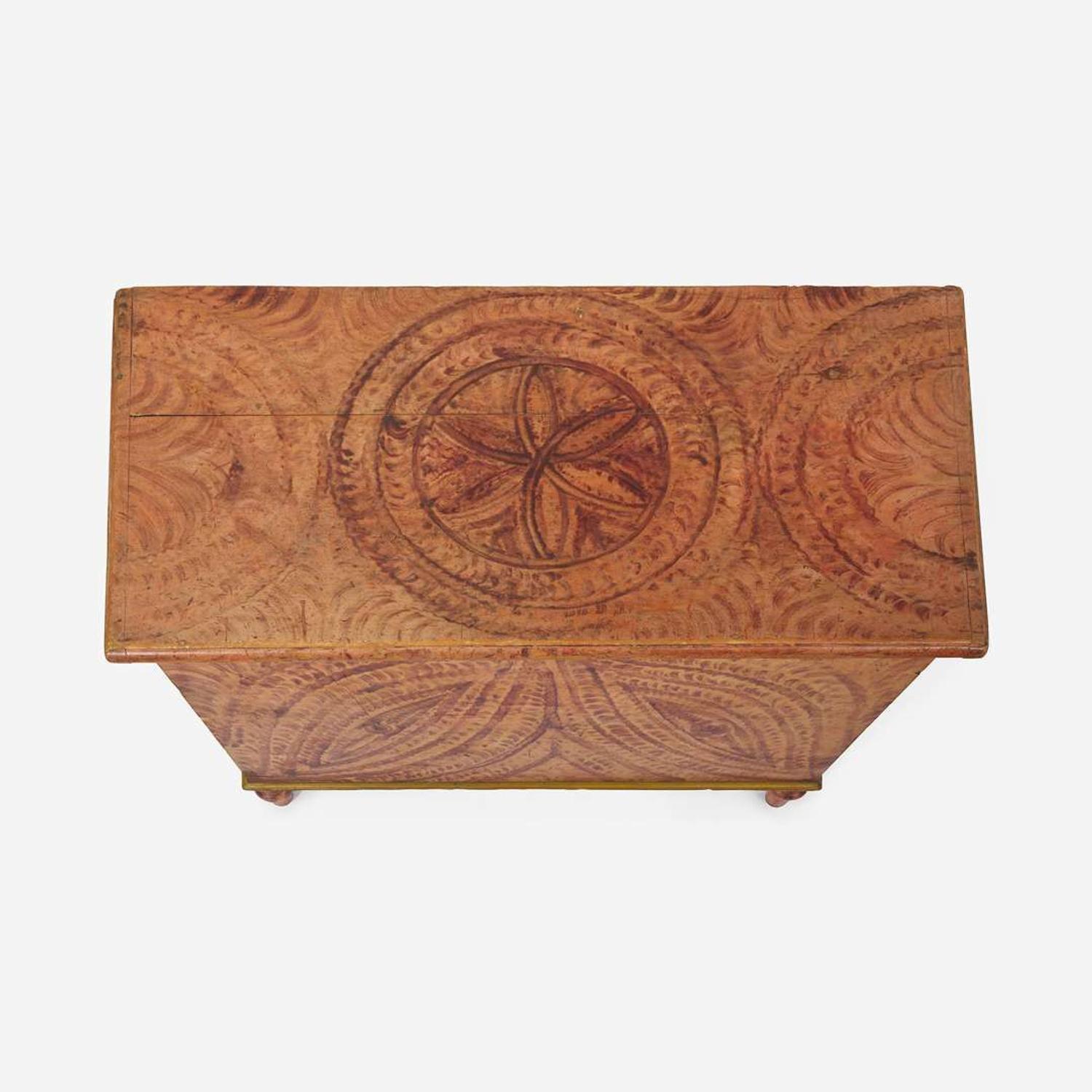 A painted and faux-grained blanket chest Attributed to the Deep Run Artist, Bucks County, PA, early 19th century