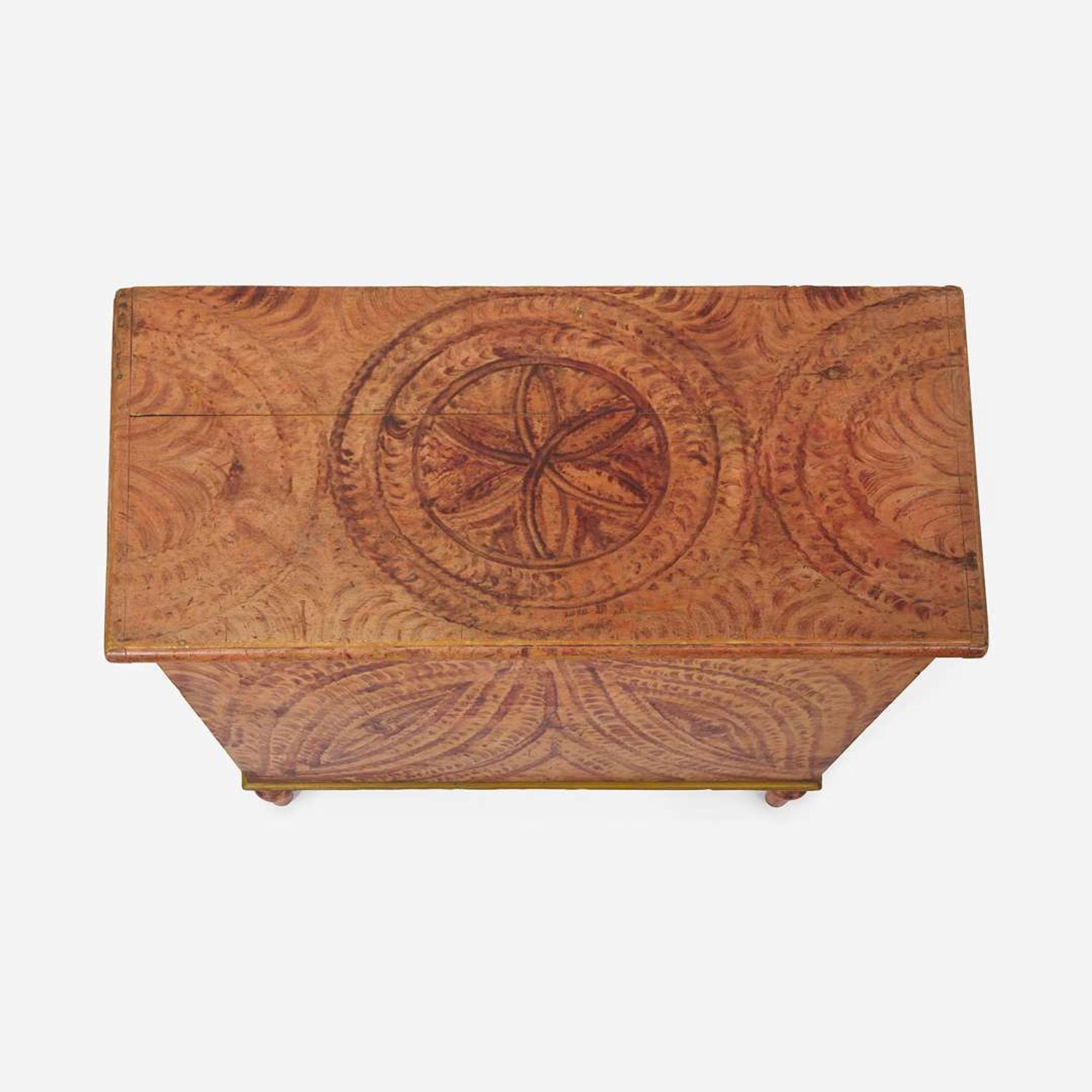 A painted and faux-grained blanket chest Attributed to the Deep Run Artist, Bucks County, PA, early 19th century