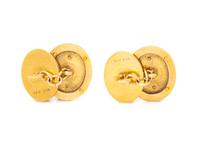 EGYPTIAN REVIVAL, YELLOW GOLD AND ENAMEL CUFFLINKS