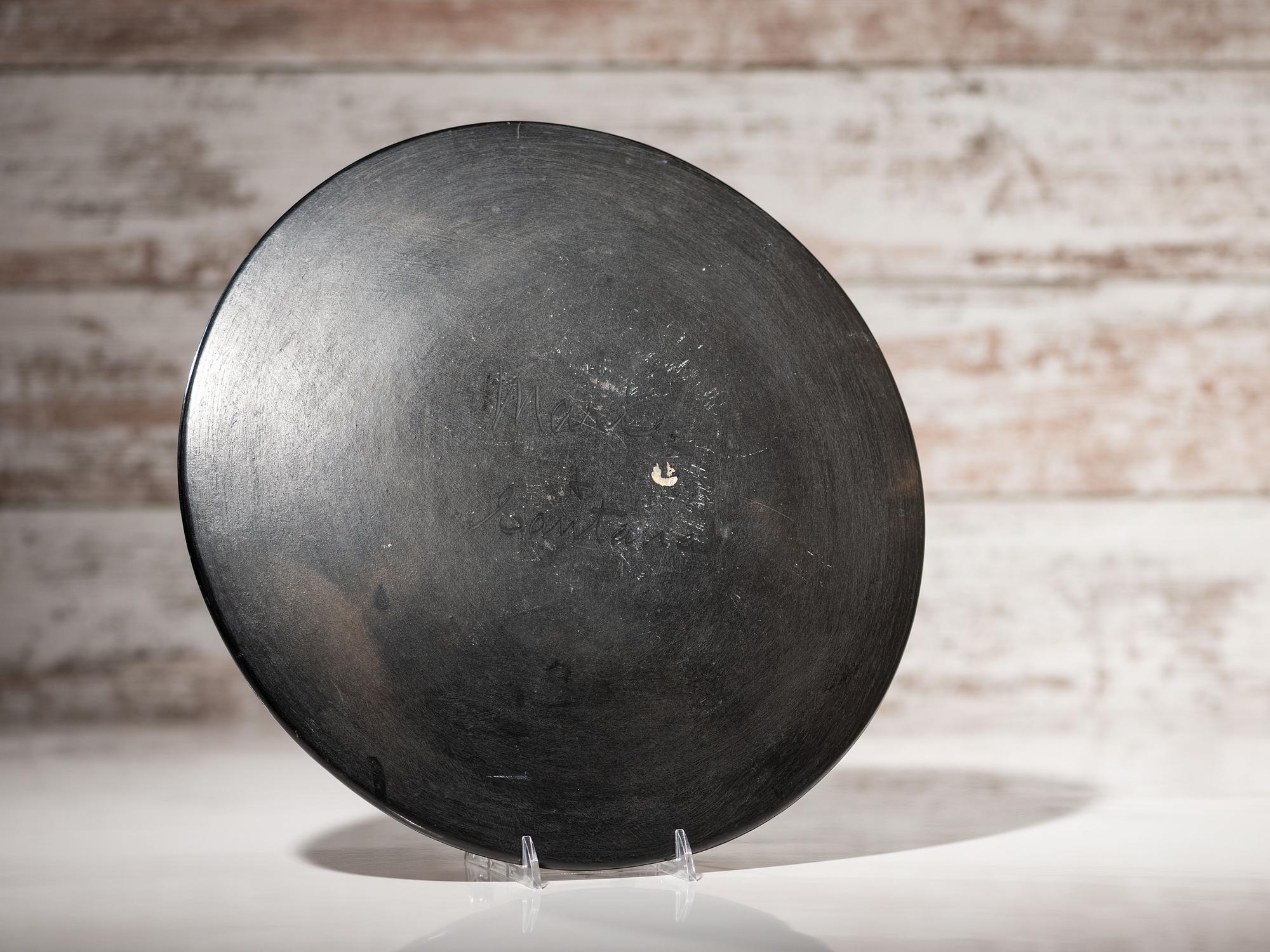 Blackware Pottery Plate, with Repeating Feathers 1943-1956