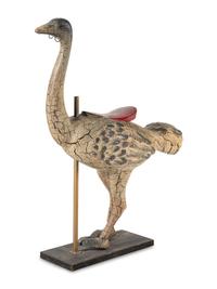 A Carved and Painted Wood Ostrich Carousel Figure