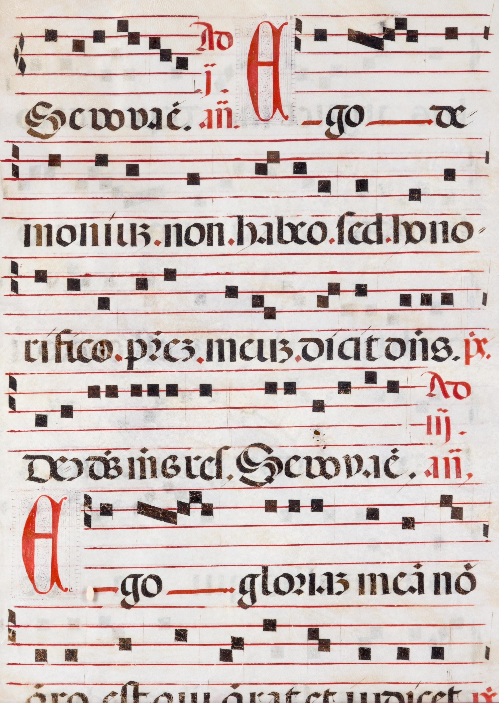 ANTIPHONAL LEAF. German antiphonal leaf on vellum, c. 1450.