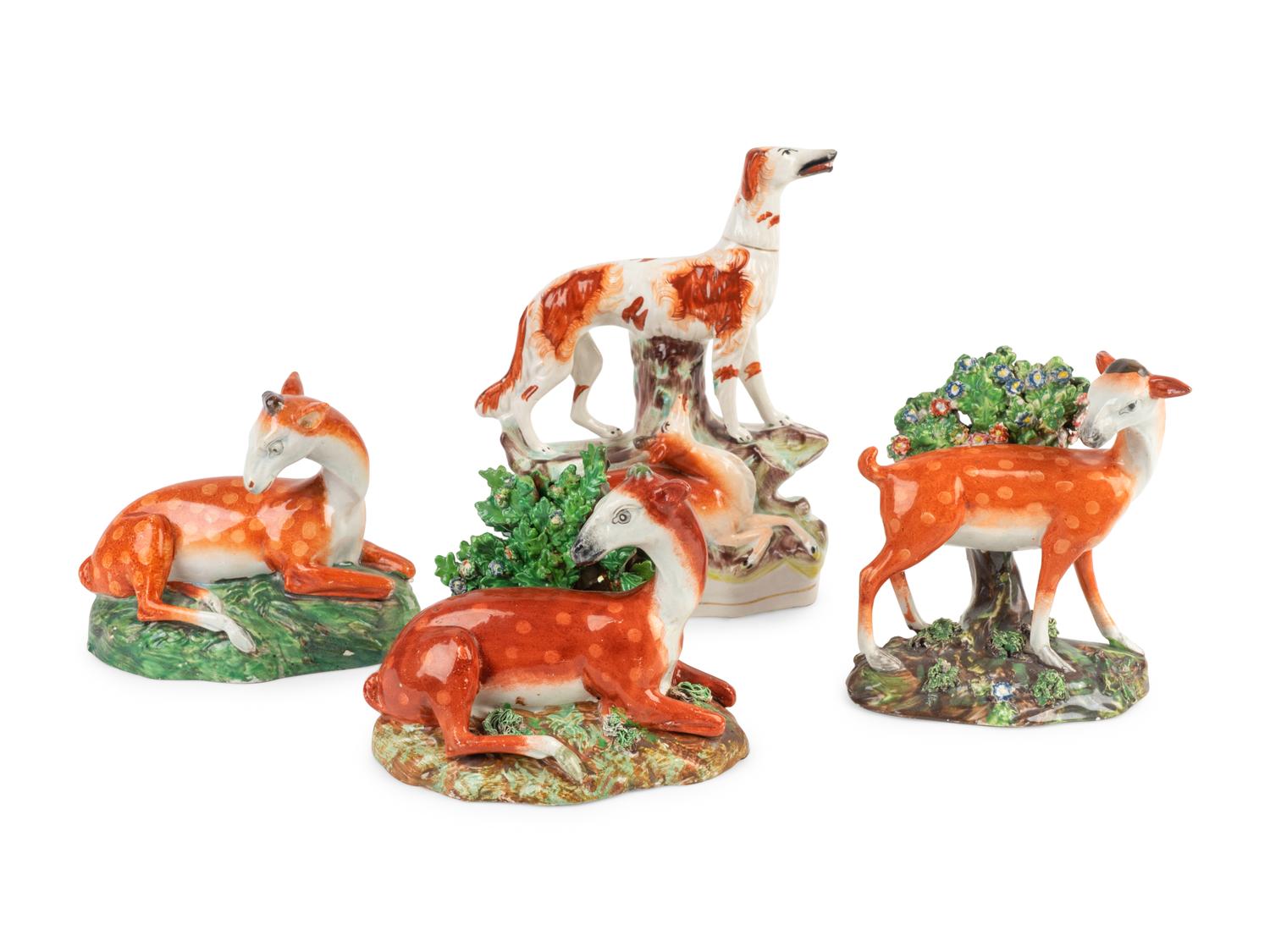 A Group of Four Staffordshire Animal Figures — 19TH CENTURY